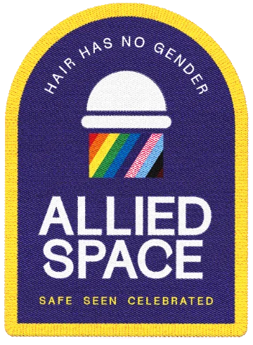 Hair Has No Gender Allied Space badge: Safe, Seen, Celebrated. Opens the Affirming Service Finder in a new tab